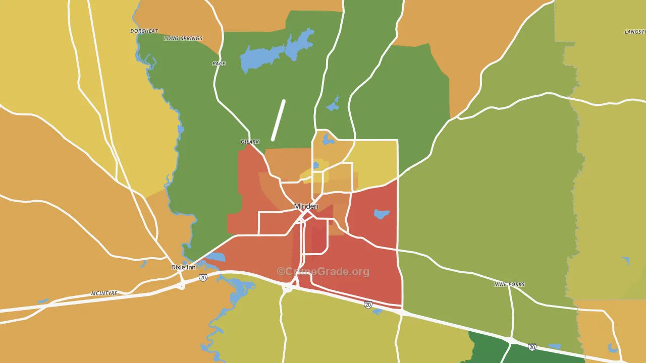 Minden, LA Map of Burglary Rates