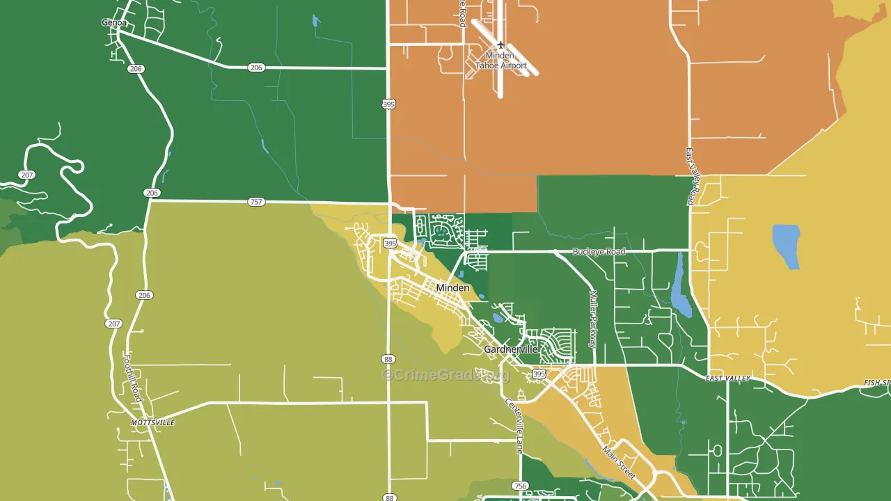 Minden, NV Map of Burglary Rates