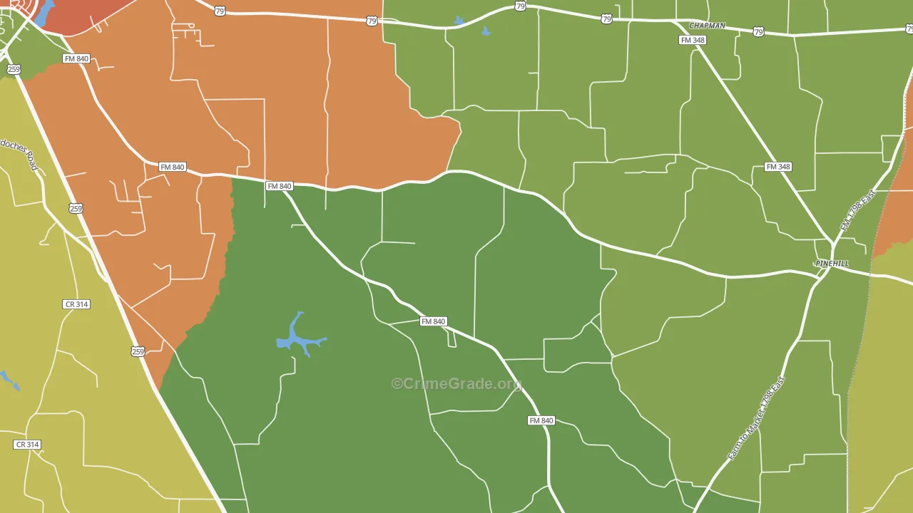 Minden, TX Map of Burglary Rates