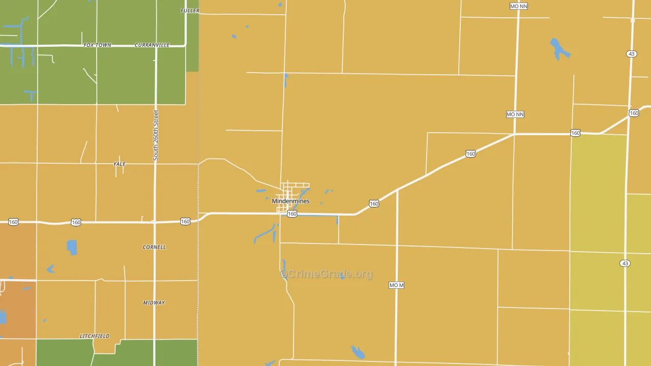 Mindenmines, MO Map of Burglary Rates