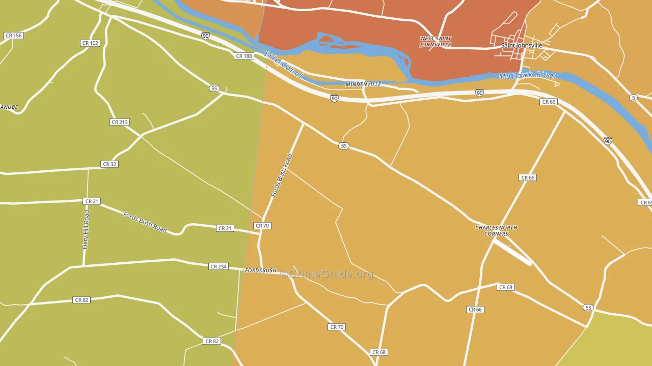 Mindenville, NY Map of Burglary Rates