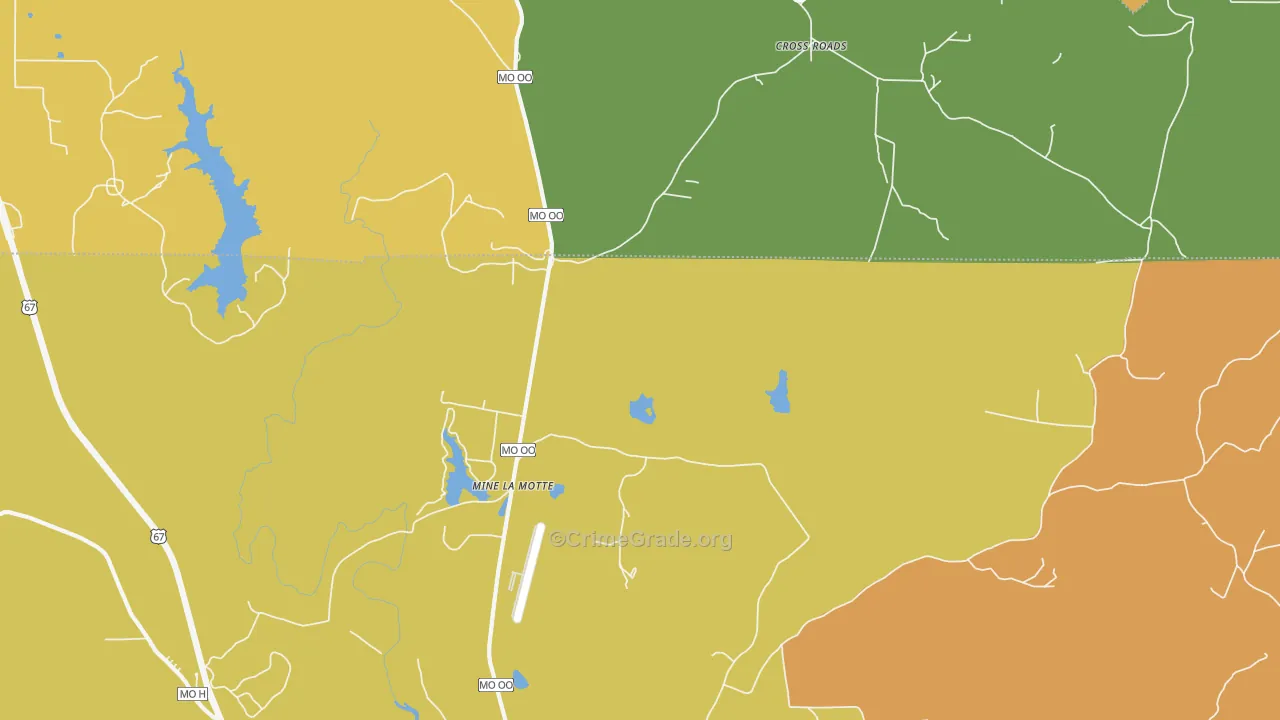 Mine La Motte, MO Map of Burglary Rates