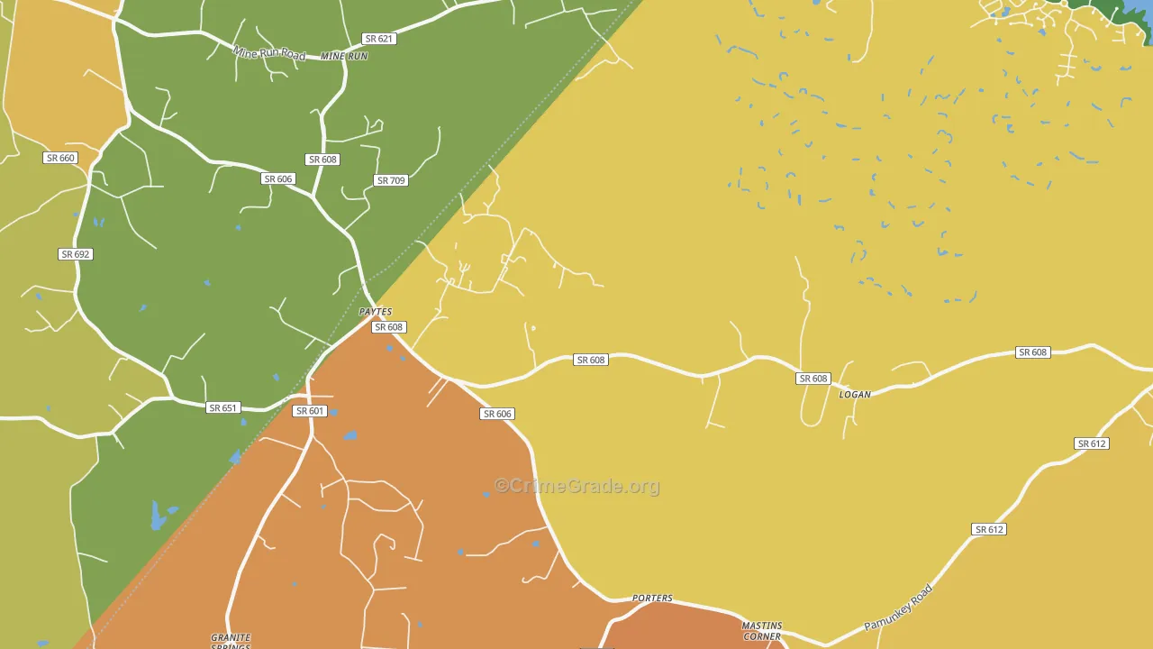 Mine Run, VA Map of Burglary Rates