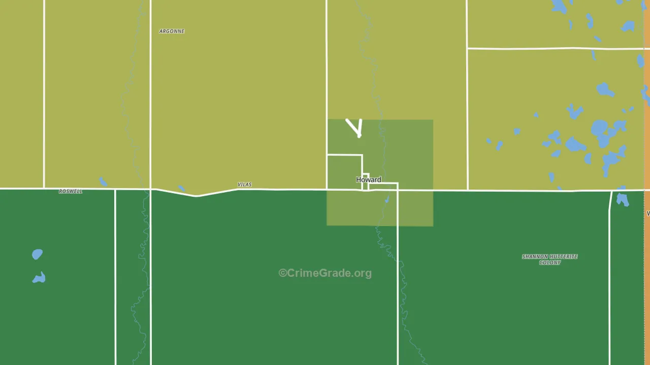 Miner County, SD Map of Burglary Rates