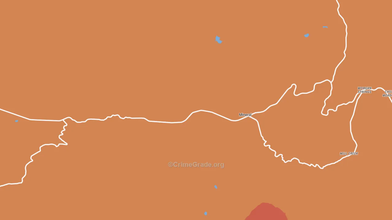 Mineral, CA Map of Burglary Rates