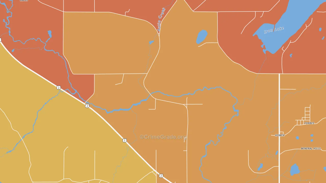 Mineral Hills, MI Map of Burglary Rates