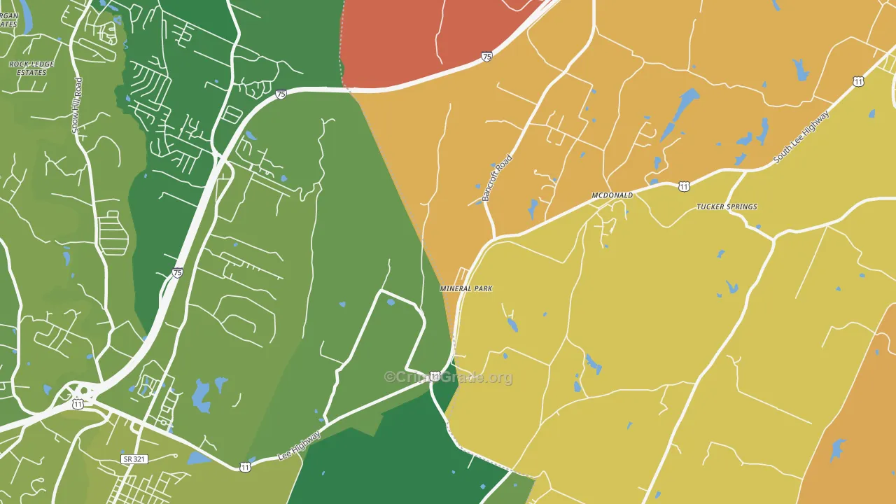 Mineral Park, TN Map of Burglary Rates