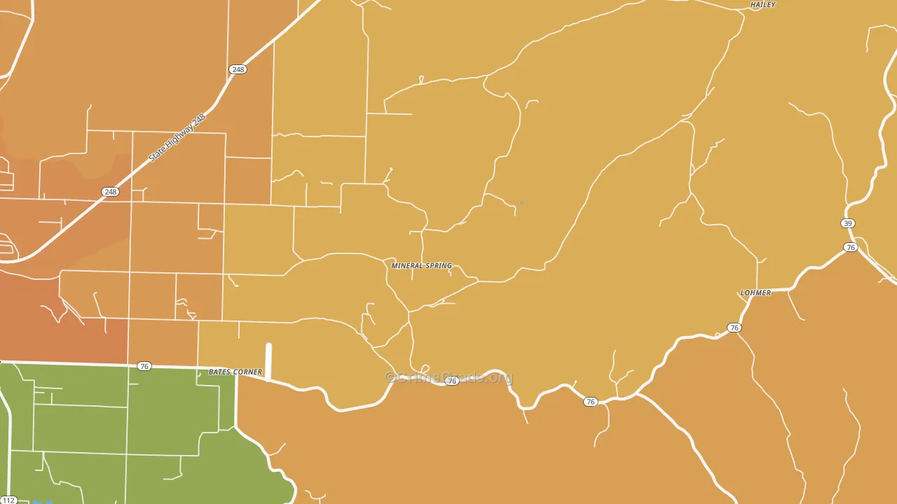 Mineral Spring, MO Map of Burglary Rates