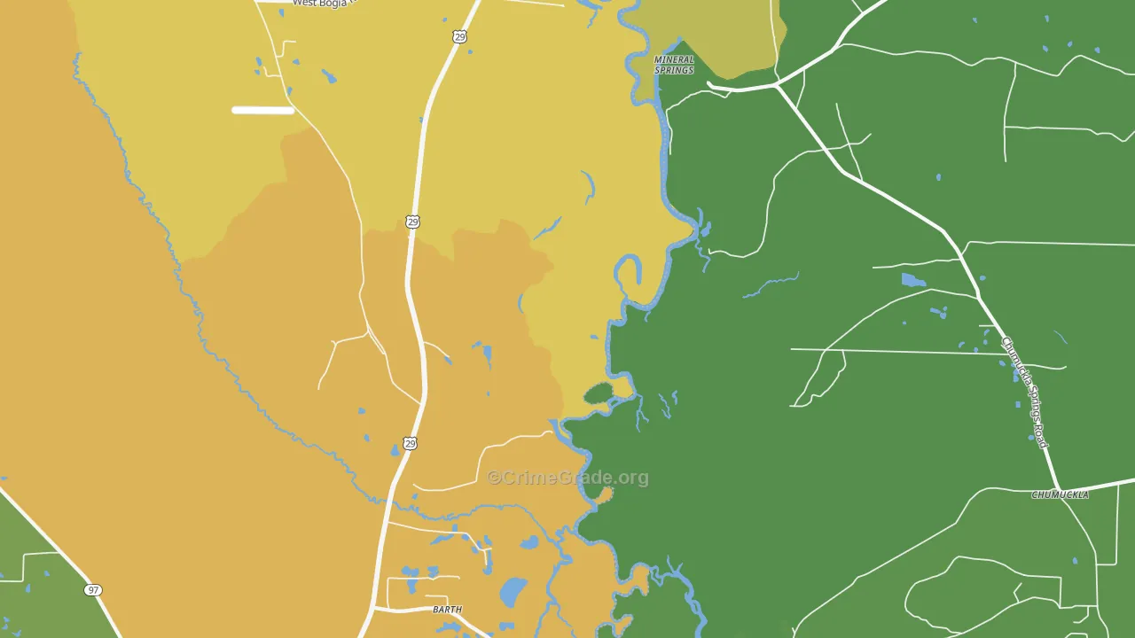 Mineral Springs, FL Map of Burglary Rates