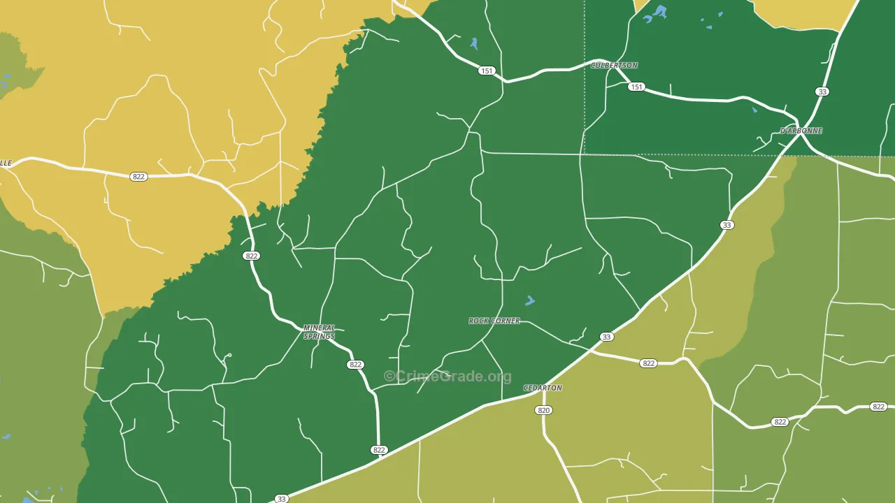 Mineral Springs, LA Map of Burglary Rates