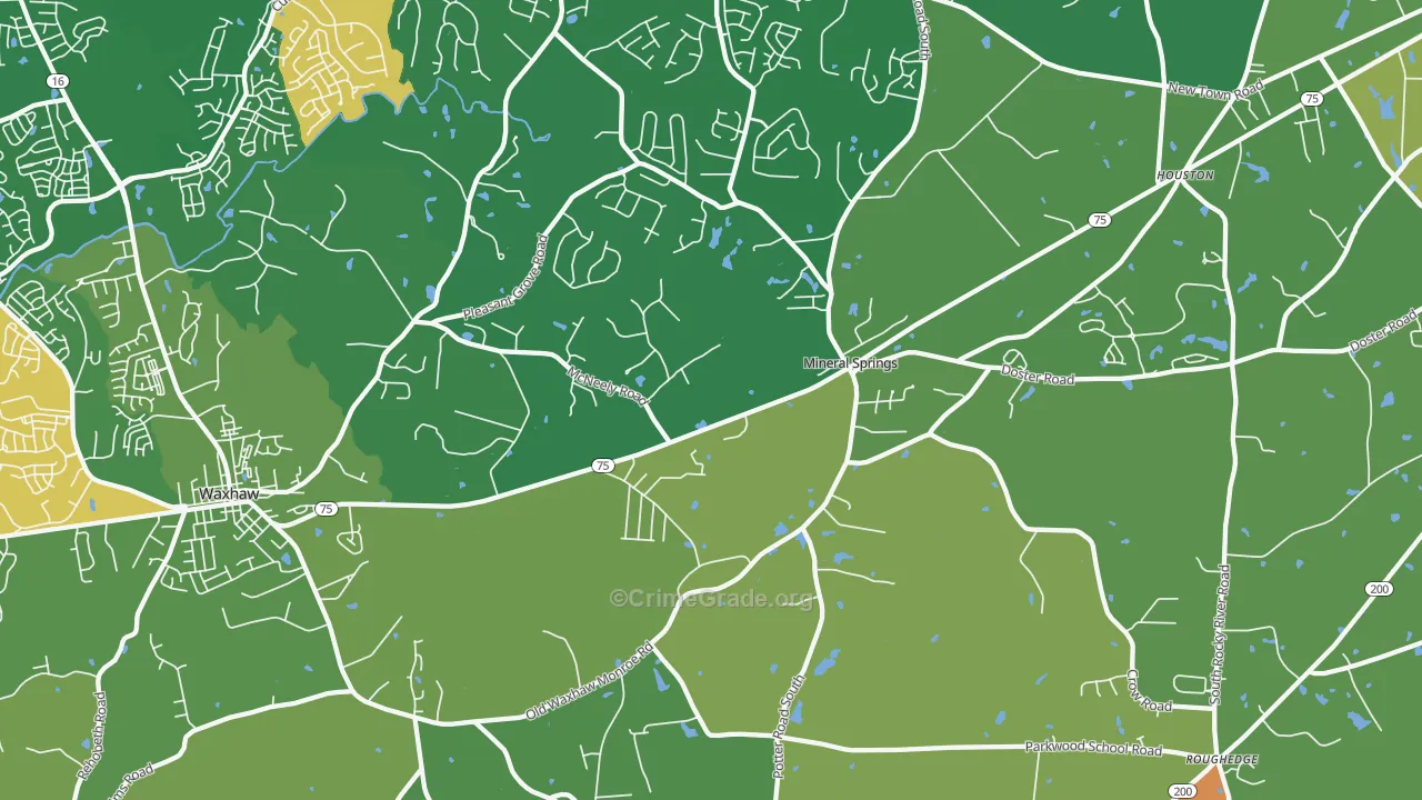 Mineral Springs, NC Map of Burglary Rates