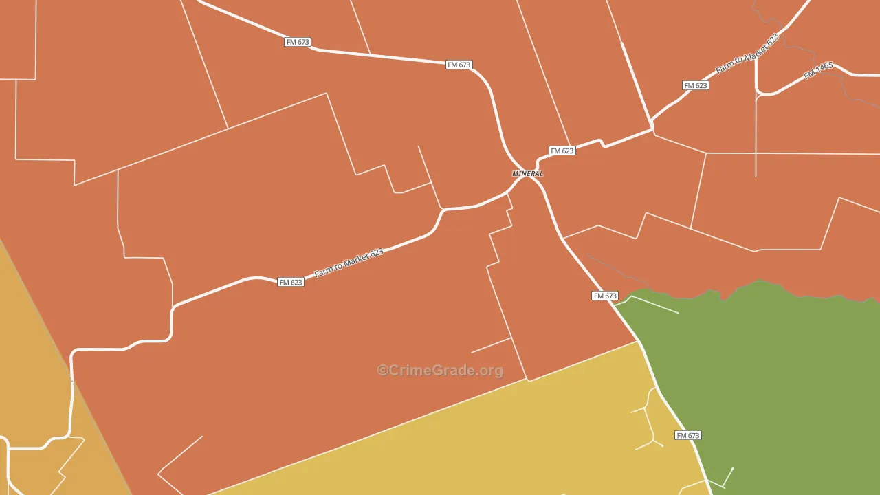 Mineral, TX Map of Burglary Rates