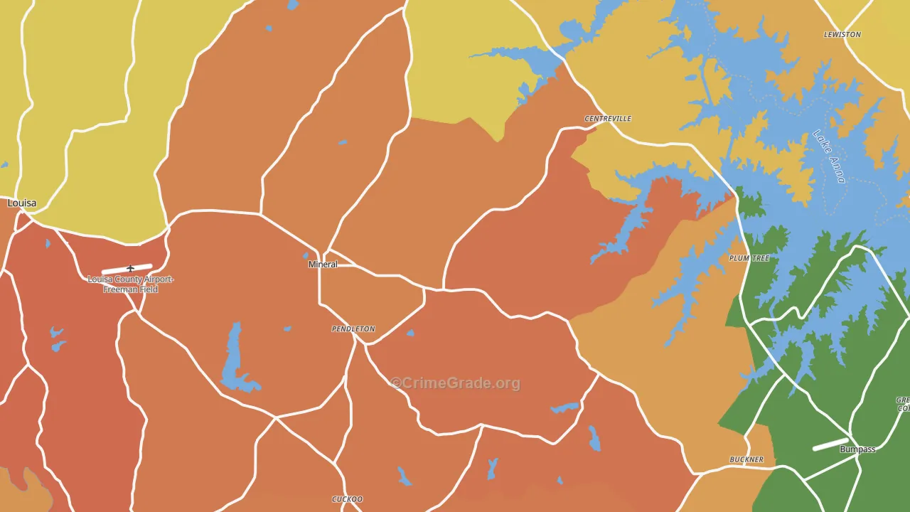 Mineral, VA Map of Burglary Rates