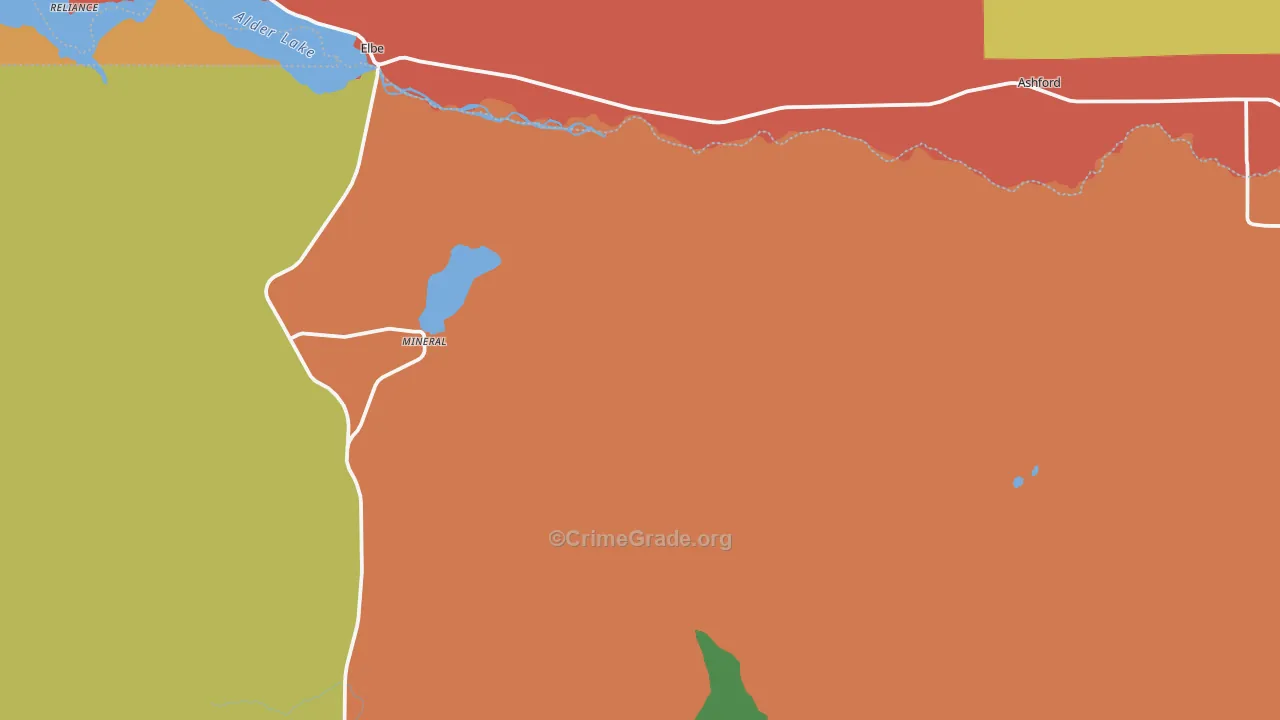 Mineral, WA Map of Burglary Rates