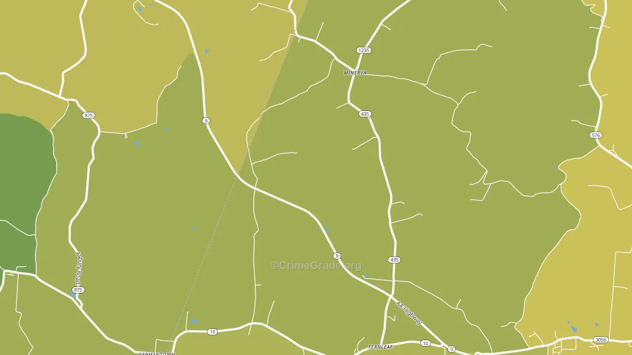 Minerva, KY Map of Burglary Rates