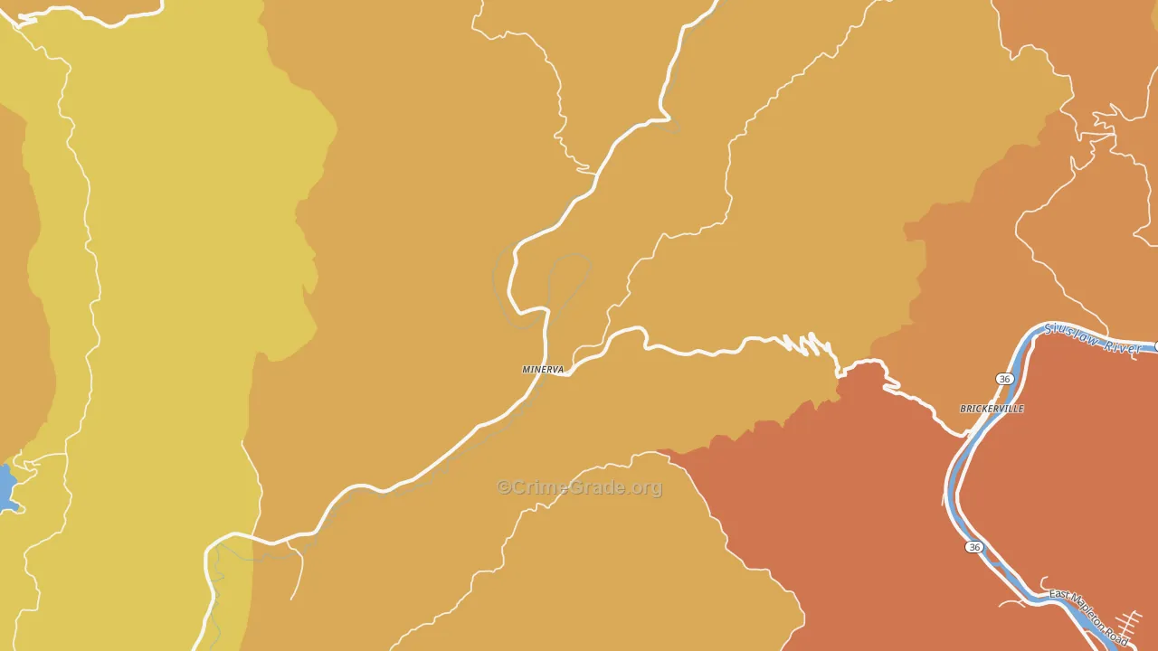 Minerva, OR Map of Burglary Rates