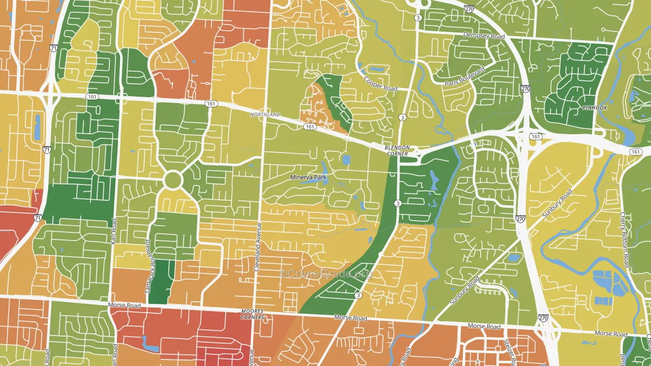 Minerva Park, OH Map of Burglary Rates