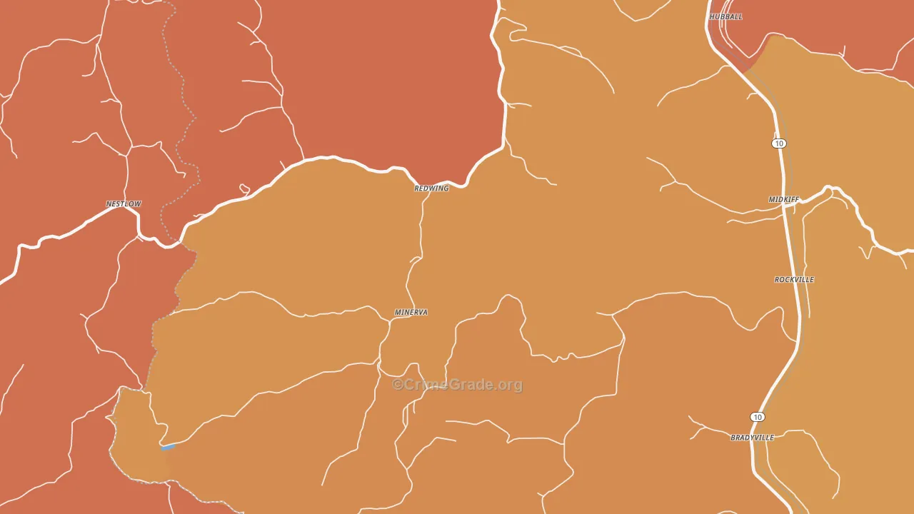 Minerva, WV Map of Burglary Rates