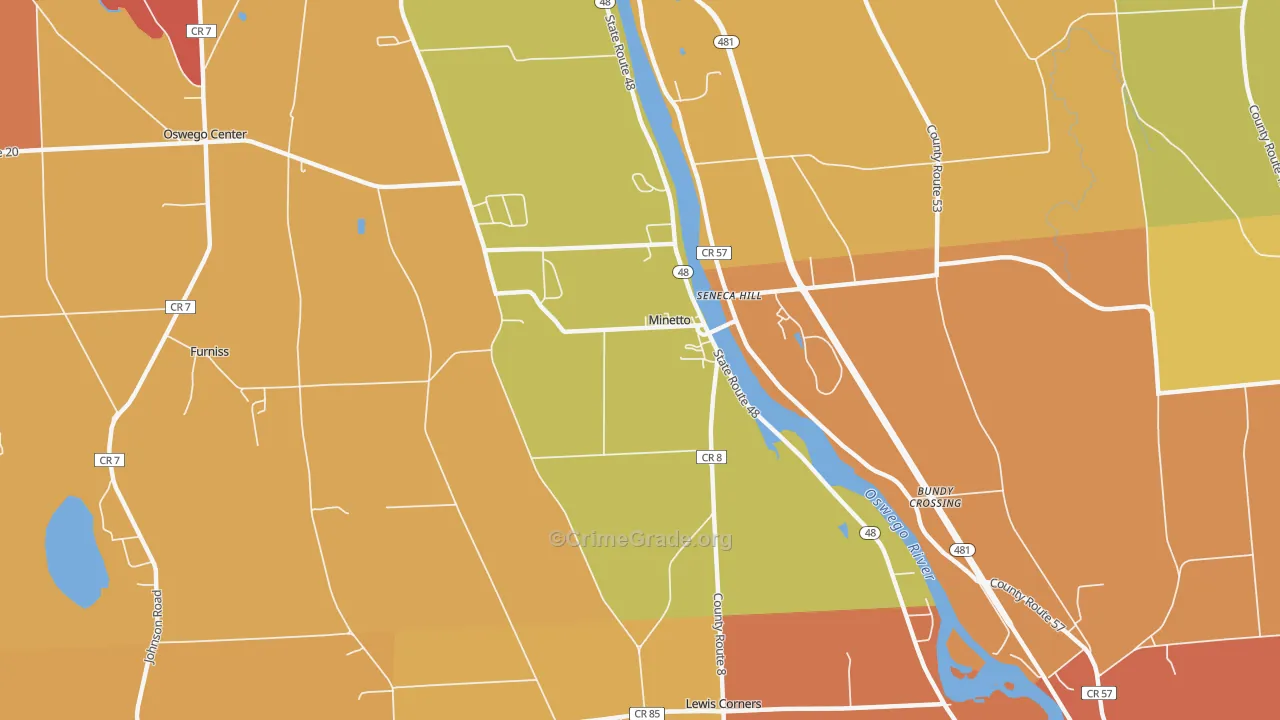 Minetto, NY Map of Burglary Rates