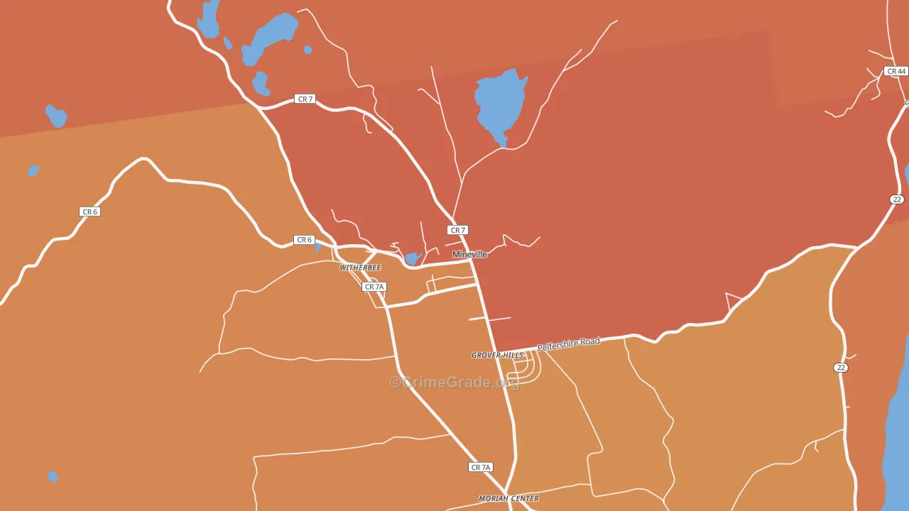 Mineville, NY Map of Burglary Rates