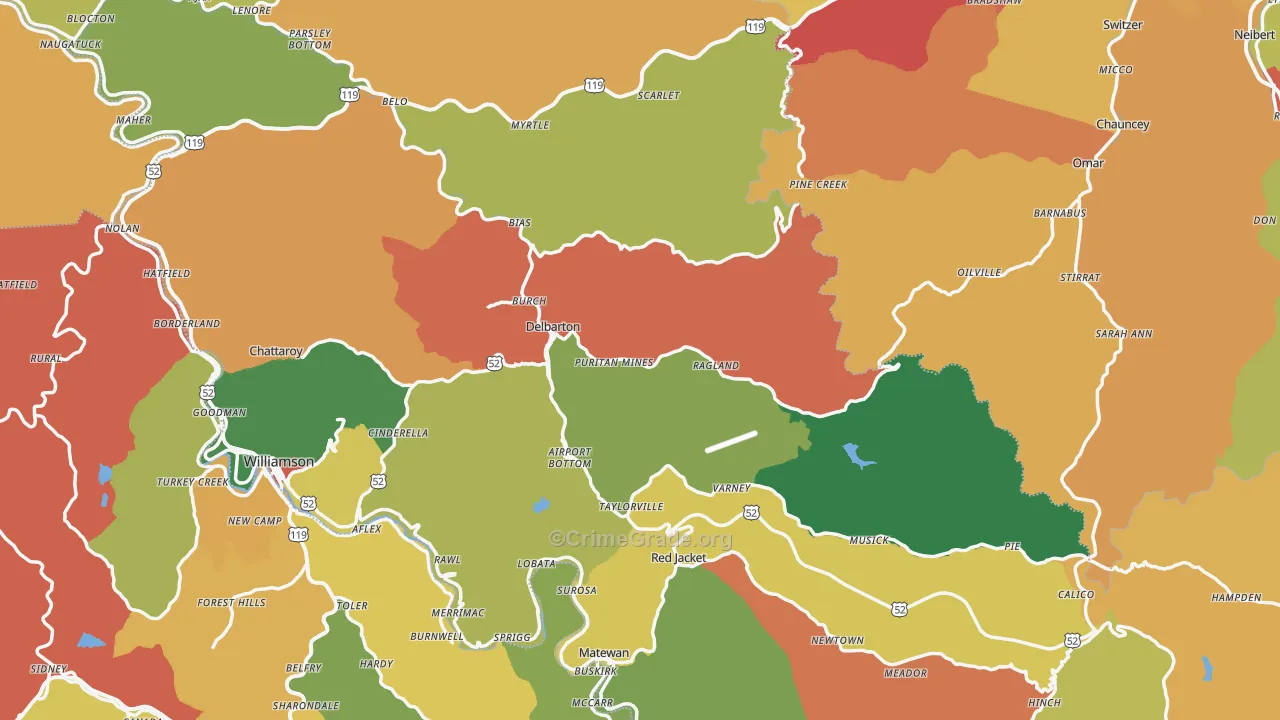 Mingo County, WV Map of Burglary Rates