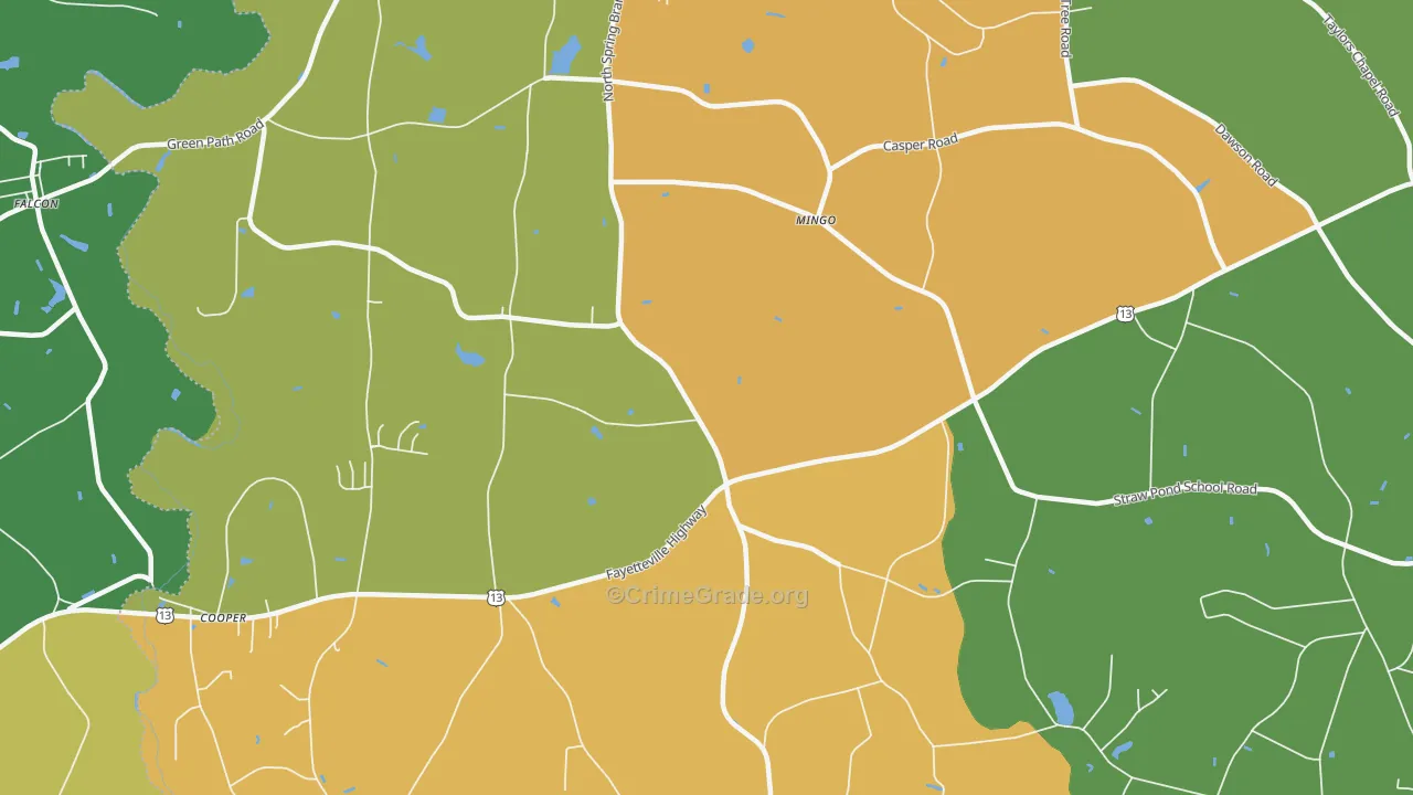 Mingo, NC Map of Burglary Rates