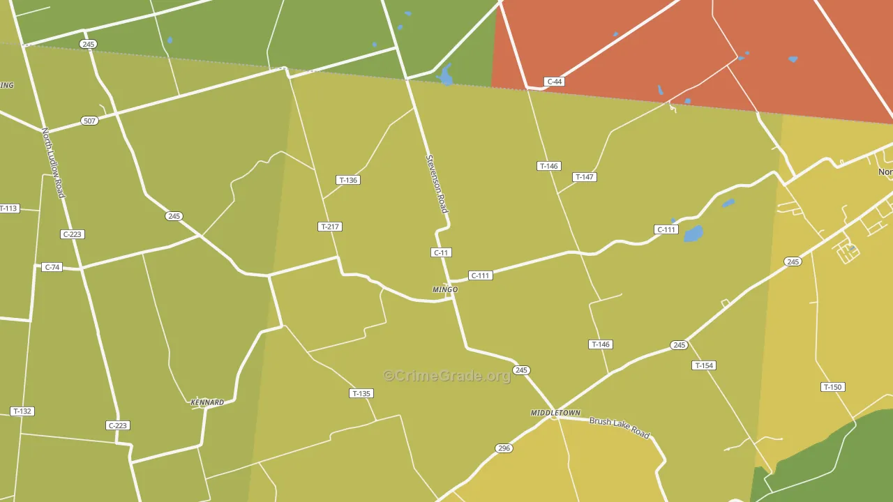 Mingo, OH Map of Burglary Rates
