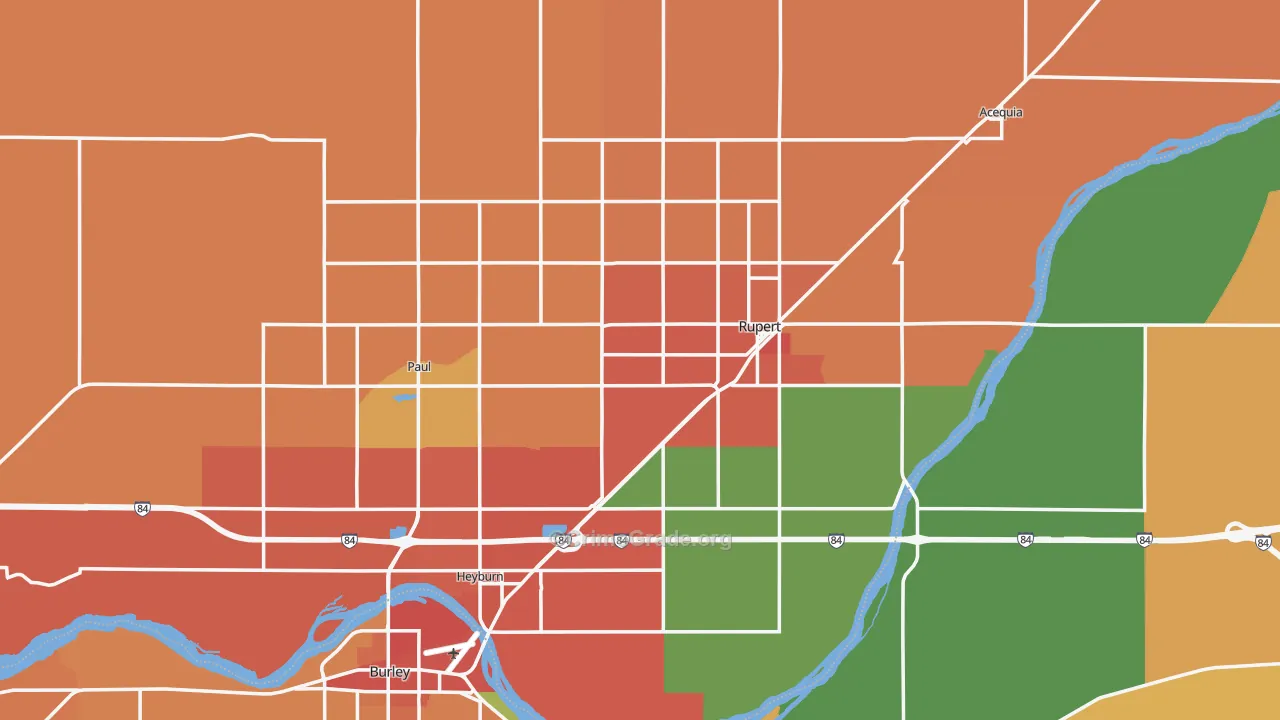 Minidoka County, ID Map of Burglary Rates