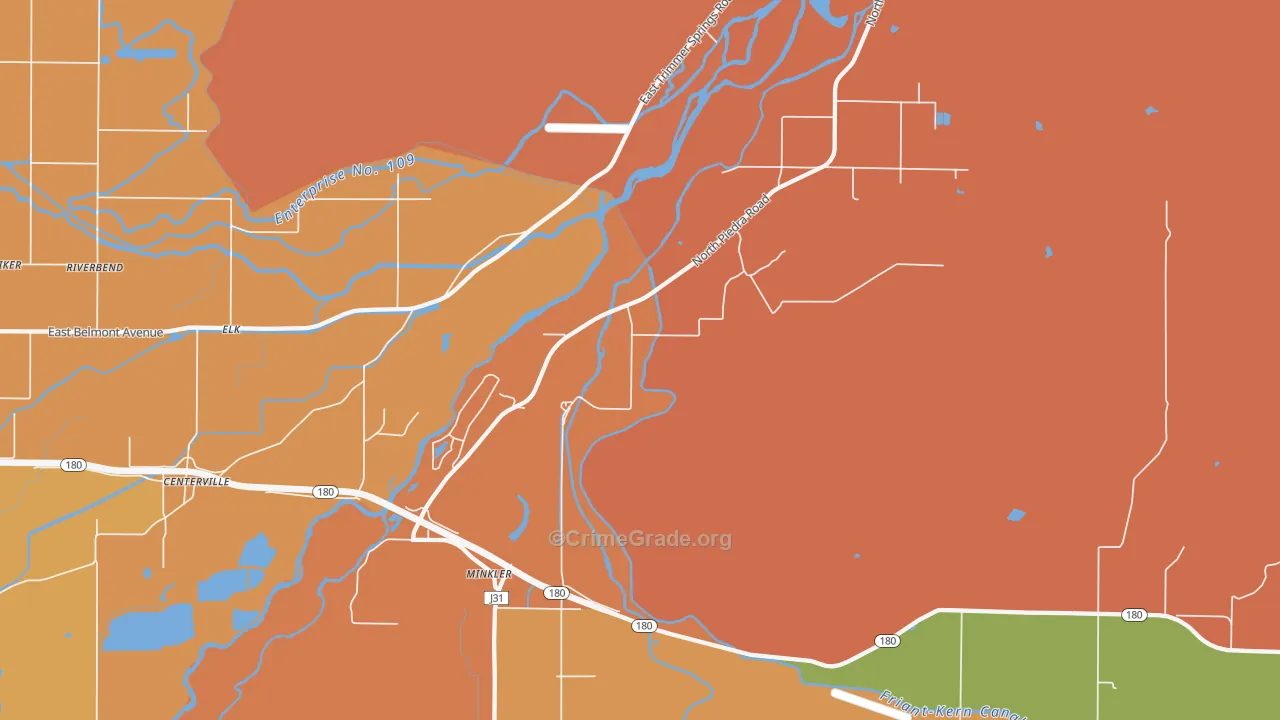 Minkler, CA Map of Burglary Rates