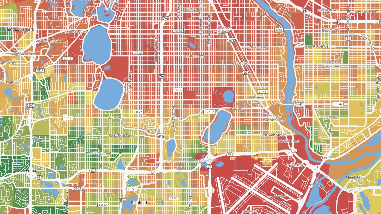 Minnehaha, Minneapolis, MN Map of Burglary Rates