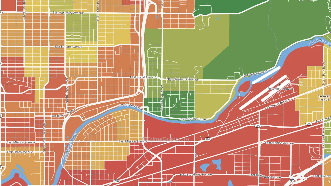 Minnehaha, Spokane, WA Map of Burglary Rates