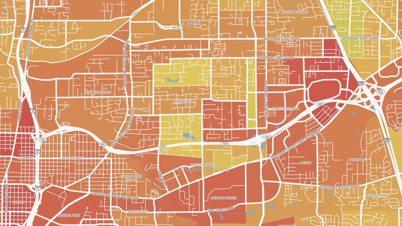 Minnehaha, WA Map of Burglary Rates