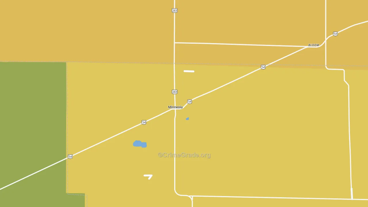 Minneola, KS Map of Burglary Rates