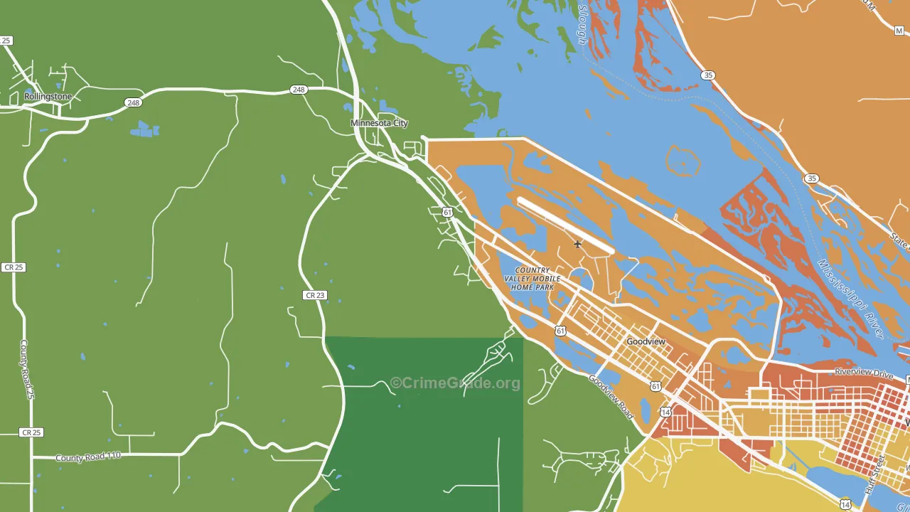Minnesota City, MN Map of Burglary Rates