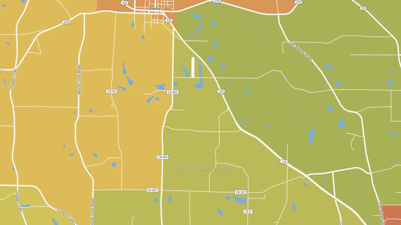 Minnesota, GA Map of Burglary Rates