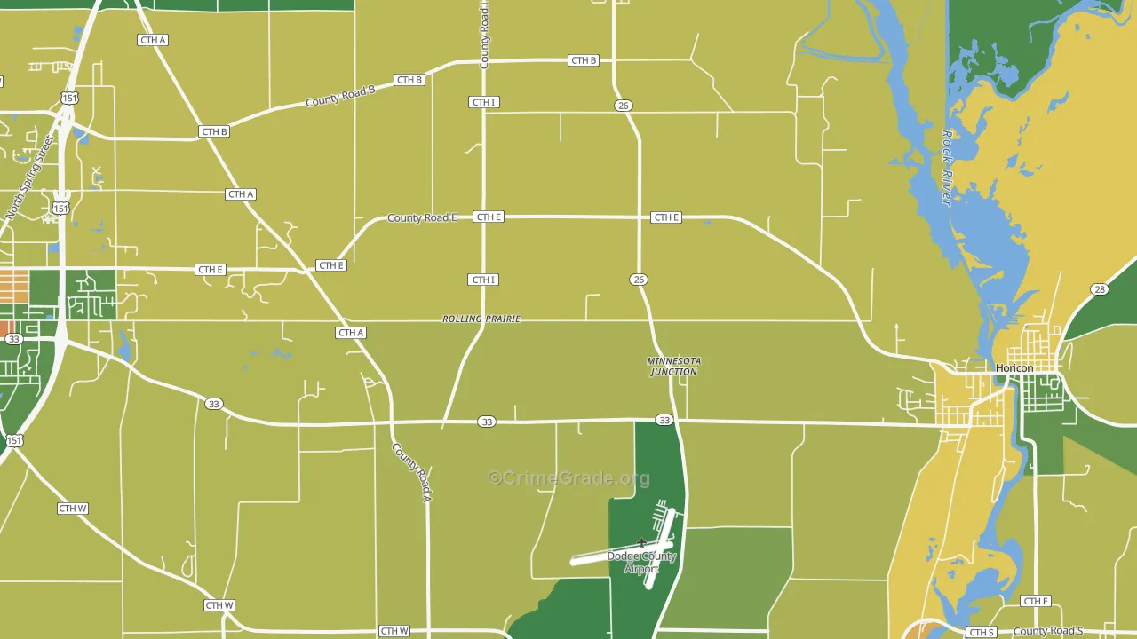 Minnesota Junction, WI Map of Burglary Rates