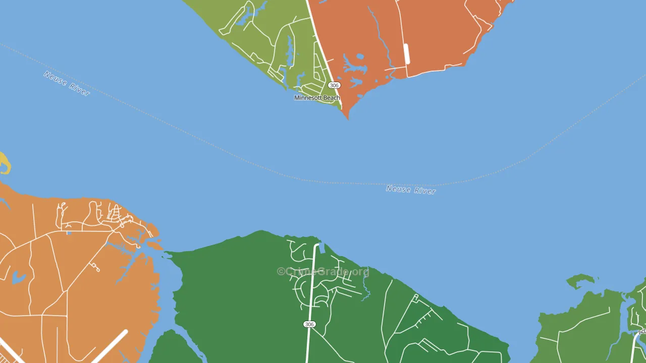 Minnesott Beach, NC Map of Burglary Rates