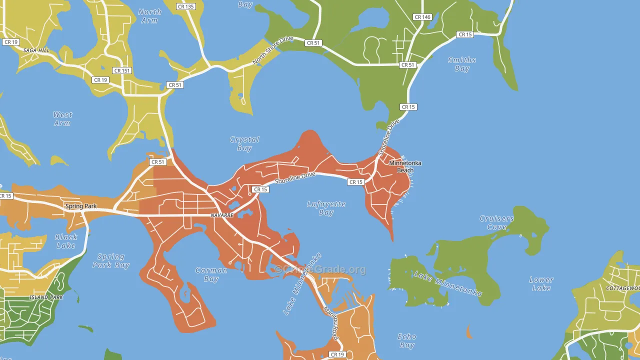 Minnetonka Beach, MN Map of Burglary Rates