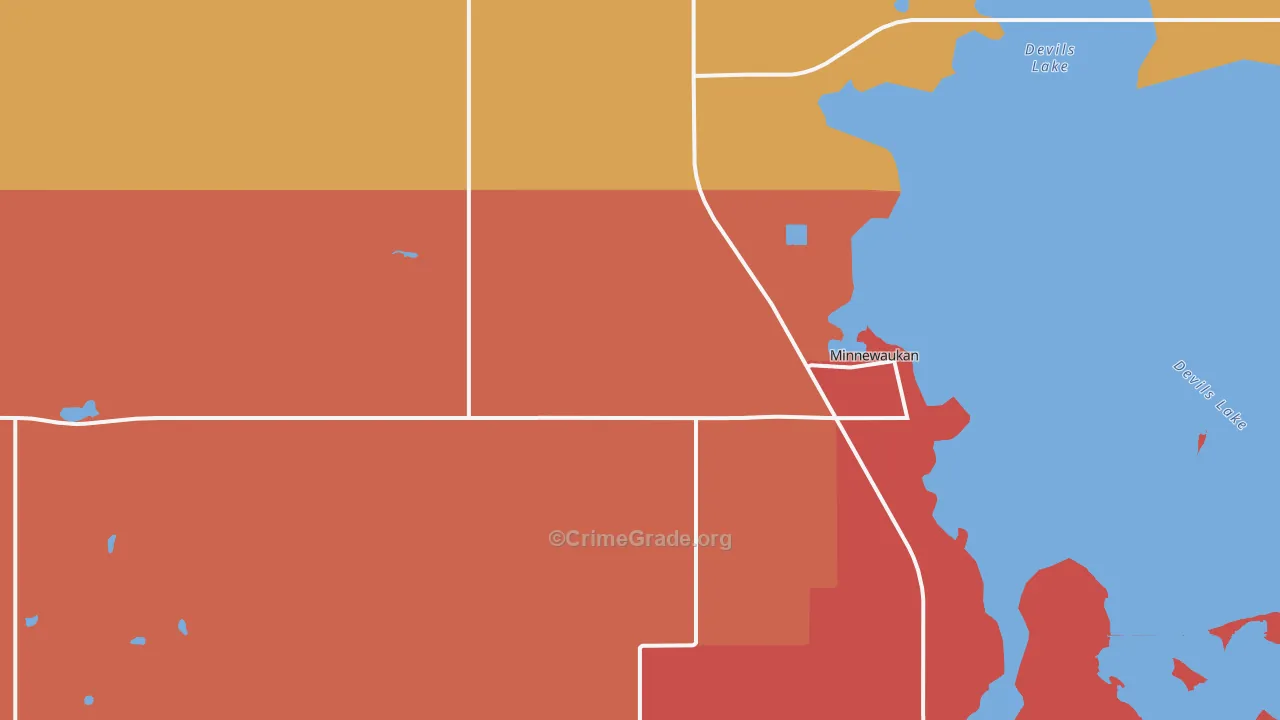 Minnewaukan, ND Map of Burglary Rates