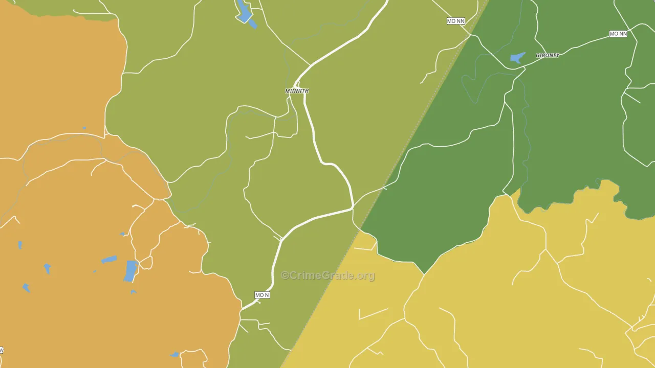 Minnith, MO Map of Burglary Rates