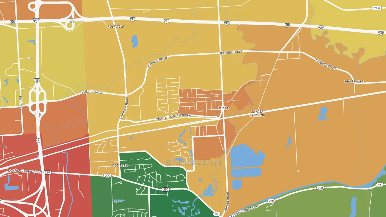 Minoa, NY Map of Burglary Rates