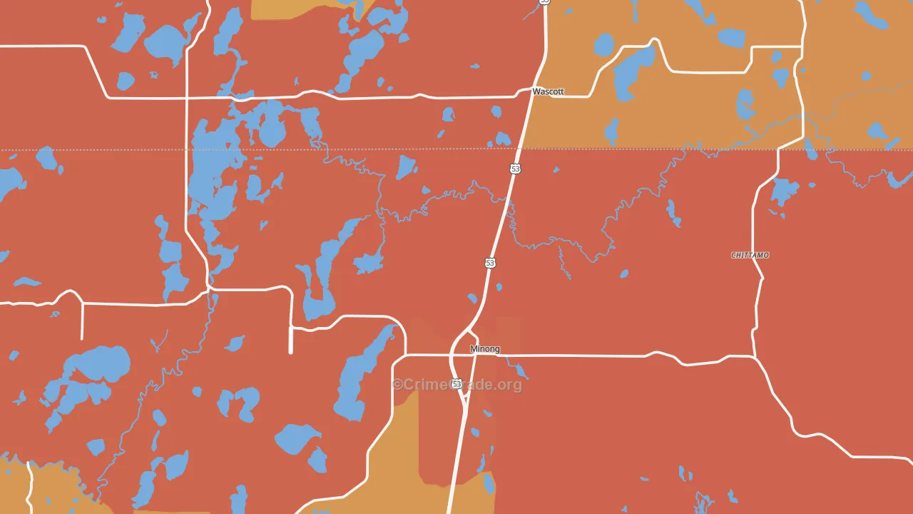 Minong, WI Map of Burglary Rates