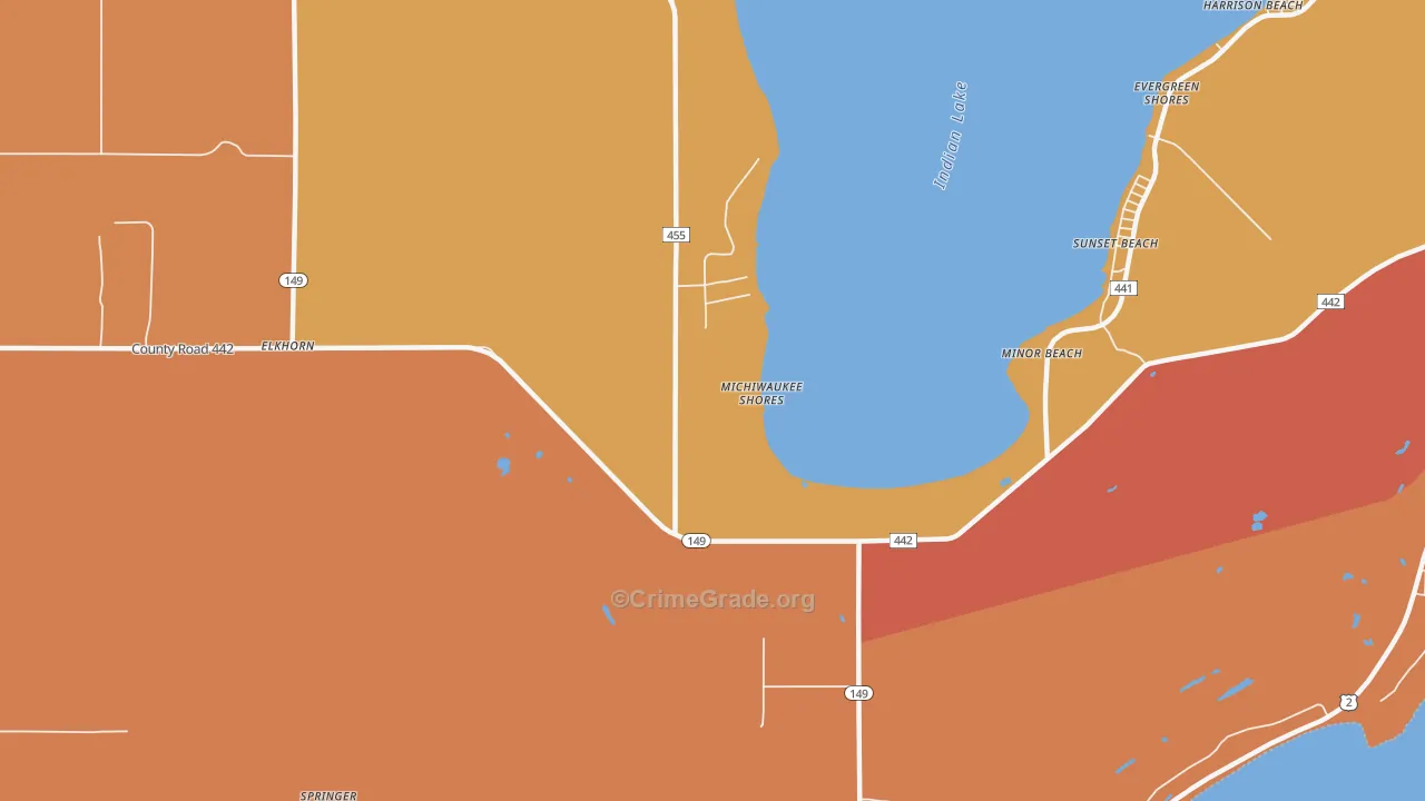 Minor Beach, MI Map of Burglary Rates