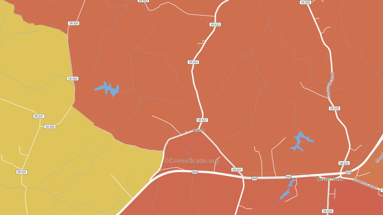 Minor, VA Map of Burglary Rates