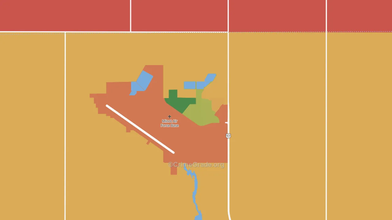 Minot Afb, ND Map of Burglary Rates