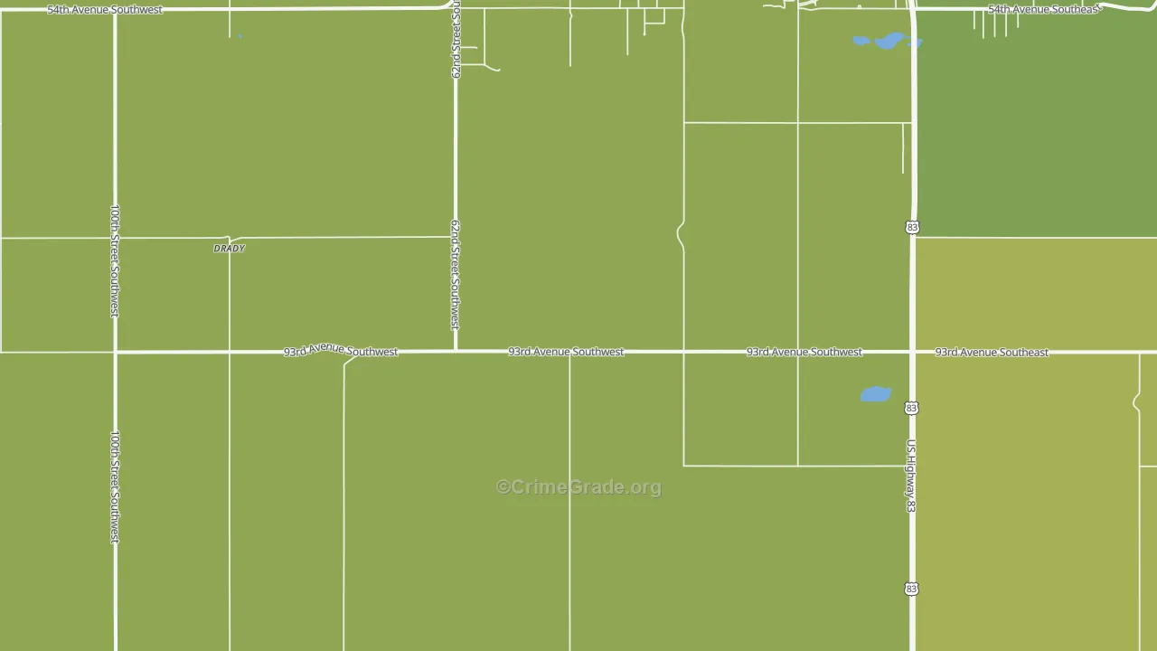 Minot Air Force Base, ND Map of Burglary Rates