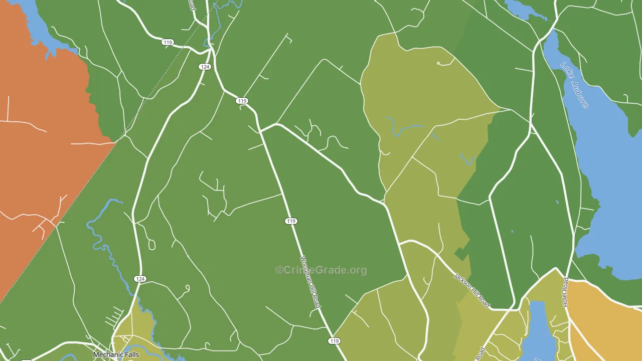 Minot, ME Map of Burglary Rates