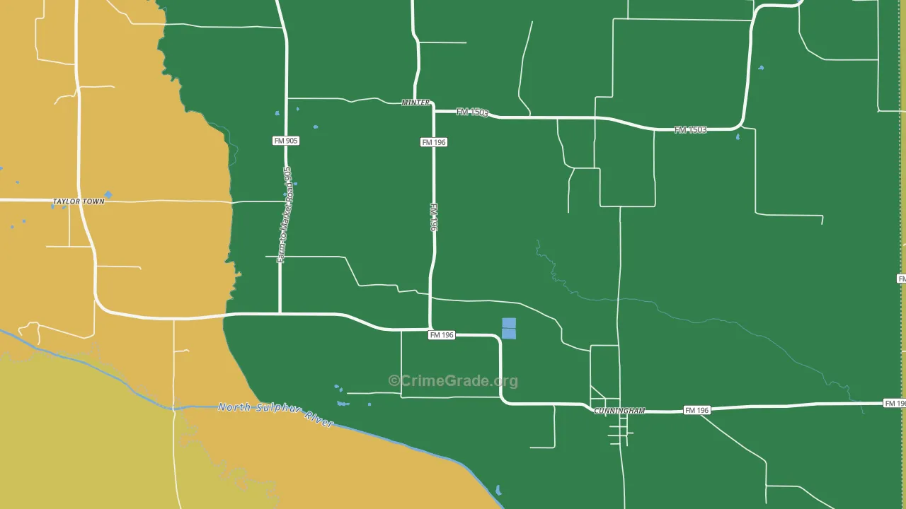 Minter, TX Map of Burglary Rates