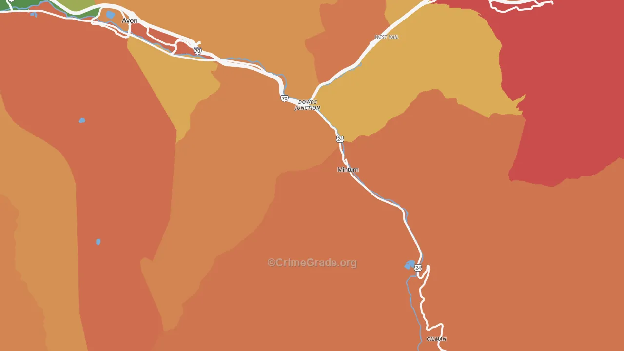 Minturn, CO Map of Burglary Rates