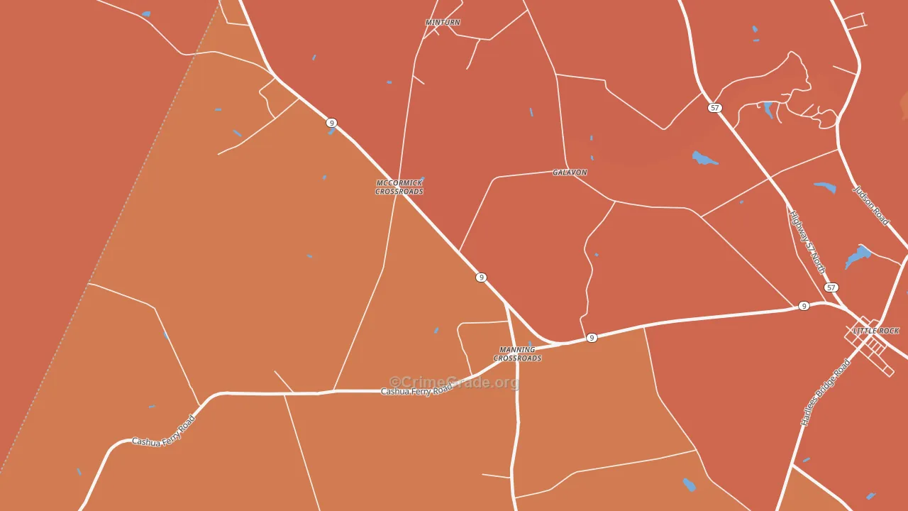 Minturn, SC Map of Burglary Rates